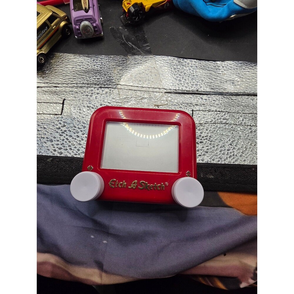 Mini Etch A Sketch Classic Drawing Toy Red Pocket Size Kids Travel Toy